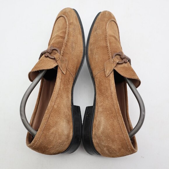 Salvatore Ferragamo Flori 2 Men's 9 EE Beige Suede Loafer Slip On Dress Shoes - Picture 6 of 12